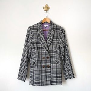 Topshop Black White Plaid Button Blazer size 6 preowned